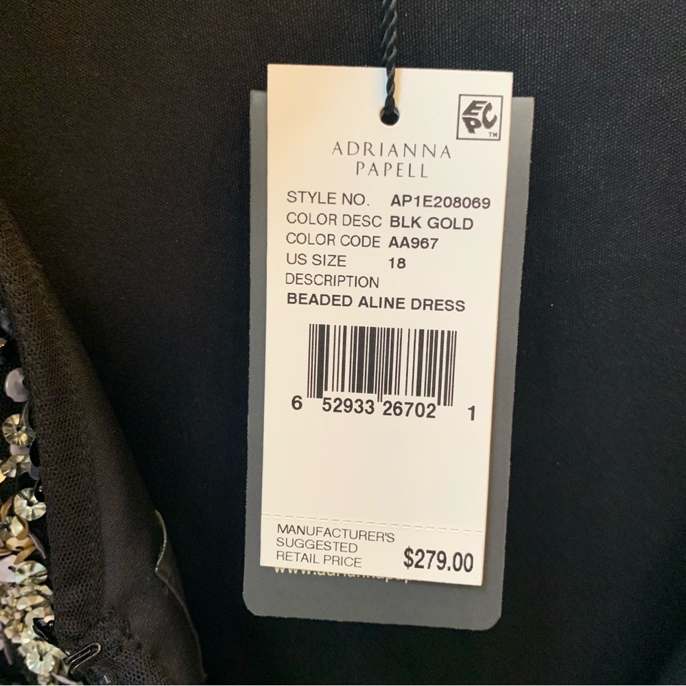 Adrianna Papell Women's Black Floral
Beaded Aline Midi Dress - Picture 6 of 9